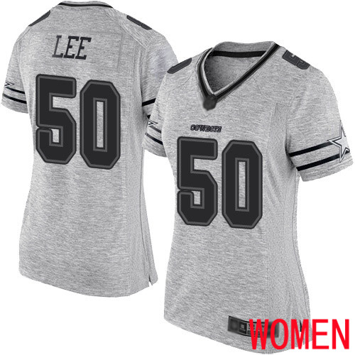 Women Dallas Cowboys Limited Gray Sean Lee #50 Gridiron II NFL Jersey